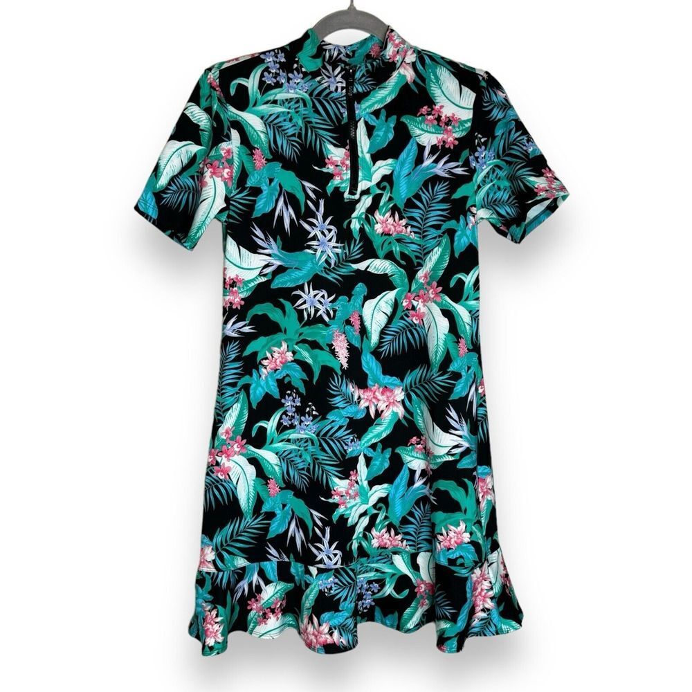 Tommy Bahama Golf Tennis Beach Dress Cover up W/ Shorts XS Black Floral NWT